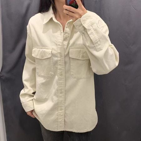 Women's Vintage Corduroy Work Shirt Long Sleeve Jacket